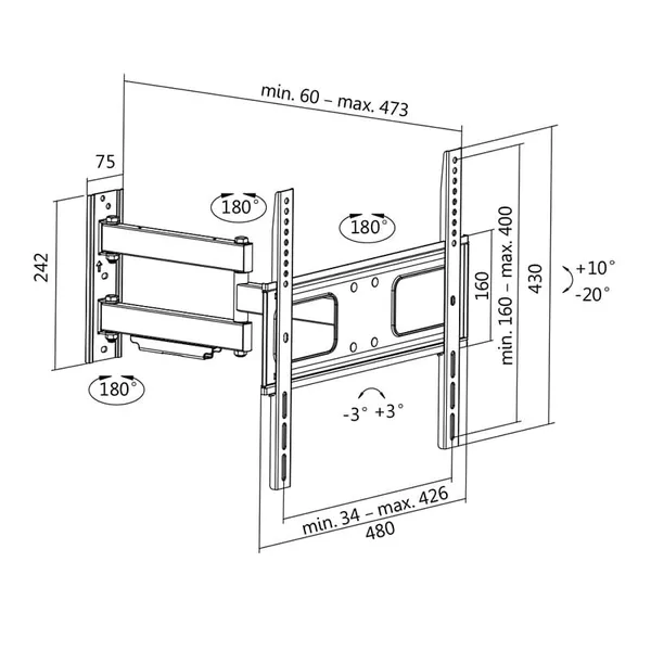 Suport TV LOGILINK BP0014 Perete 55 inch 50 Kg - imagine 2