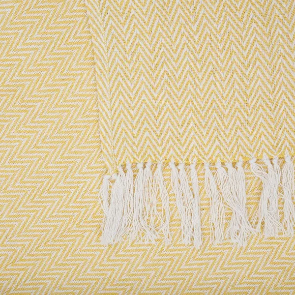 Cuvertură Pled Zig Yellow 160x200 cm cu Ciucuri - imagine 3