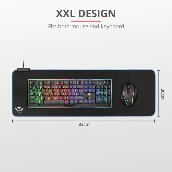 Mousepad TRUST GXT 764 GlideFlex Gaming LED Negru 930x300mm - imagine 7
