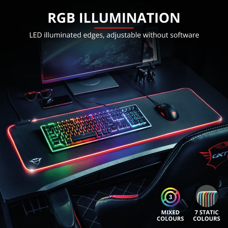 Mousepad TRUST GXT 764 GlideFlex Gaming LED Negru 930x300mm - imagine 9