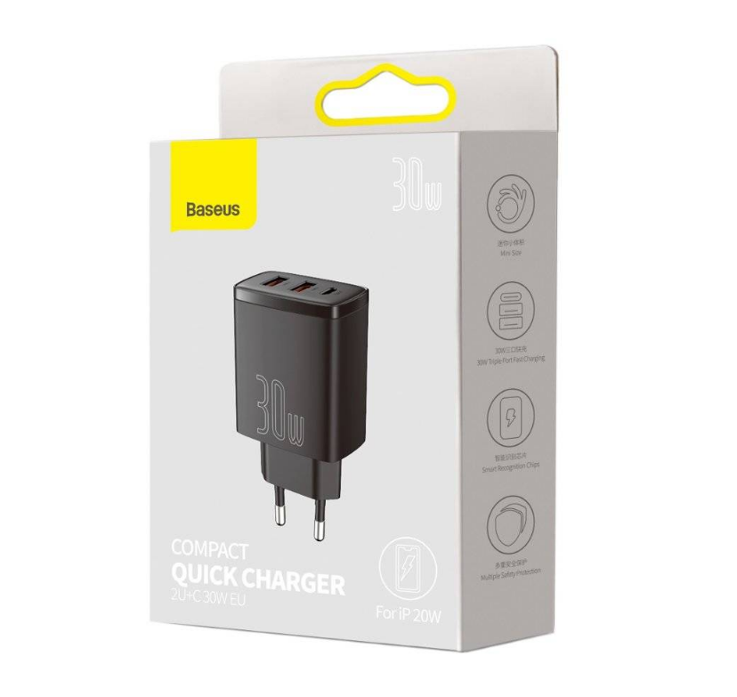 Încărcător Rețea BASEUS Compact CCXJ-E01 30W Quick Charge Negru - imagine 4