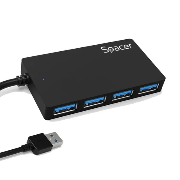 Hub Extern SPACER SPH-332 4 Porturi USB 3.0 Negru - imagine 2