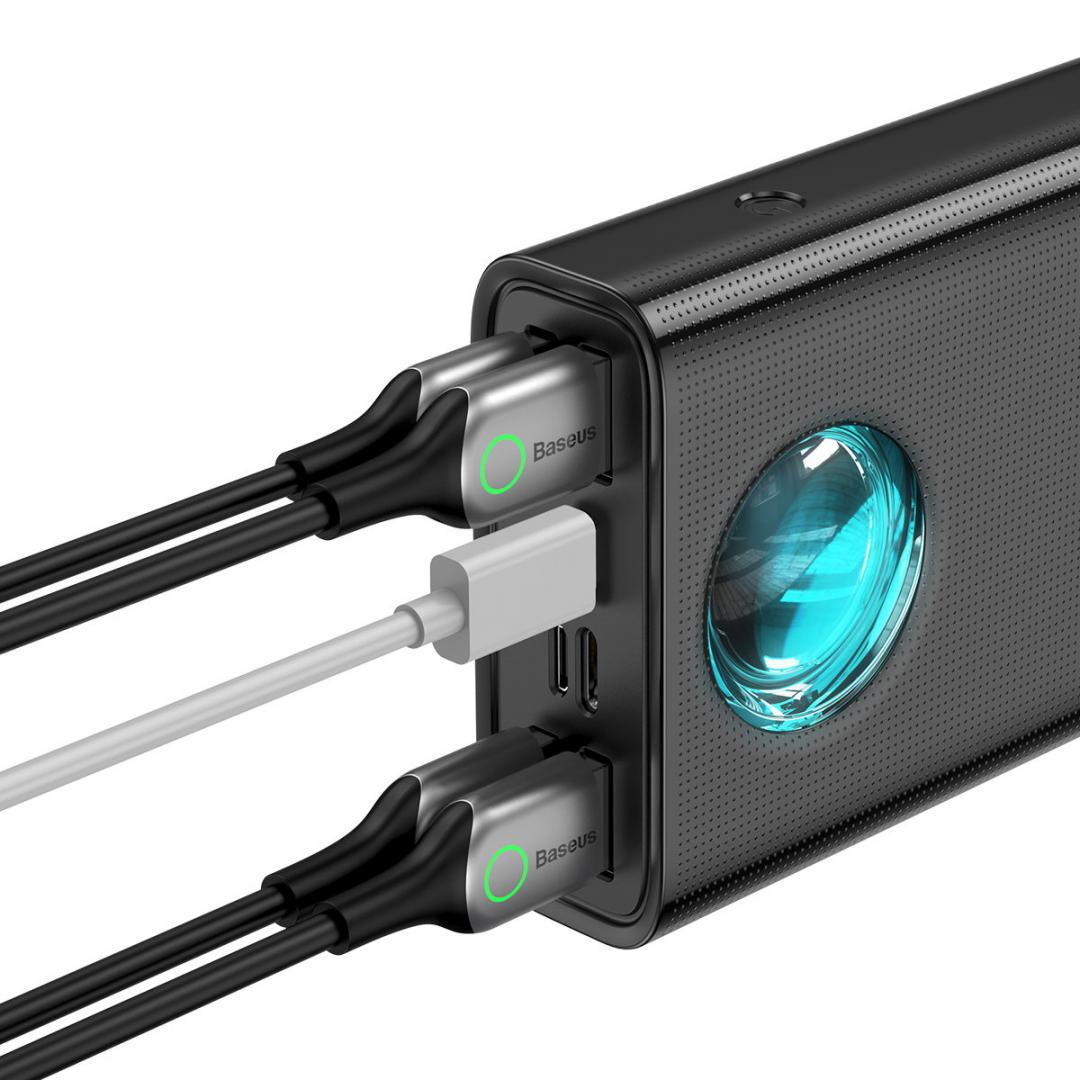 Baterie Externă BASEUS Ambilight 30000mAh 4xUSB USB-C Negru - imagine 3