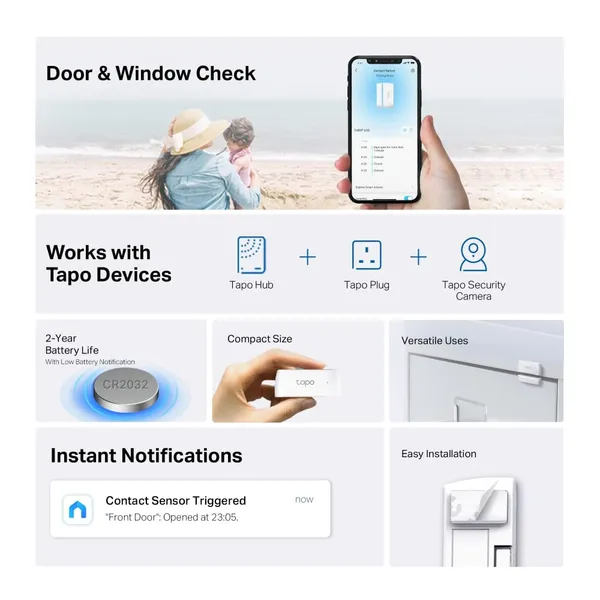 Senzor smart mișcare TP-LINK Tapo T110 WiFi Alb - imagine 2