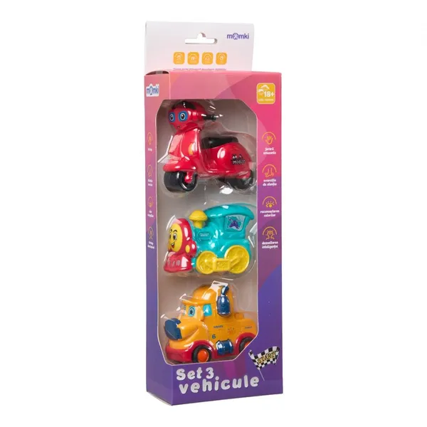 Set 3 Mașinuțe prin Inerție MOMKI pentru Băieți - imagine 8