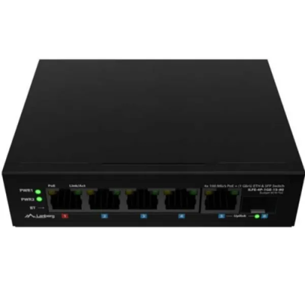 Switch LANBERG ILFE-4P-1GE-1S-90 PoE 4 Porturi Unmanaged 12 Gbps