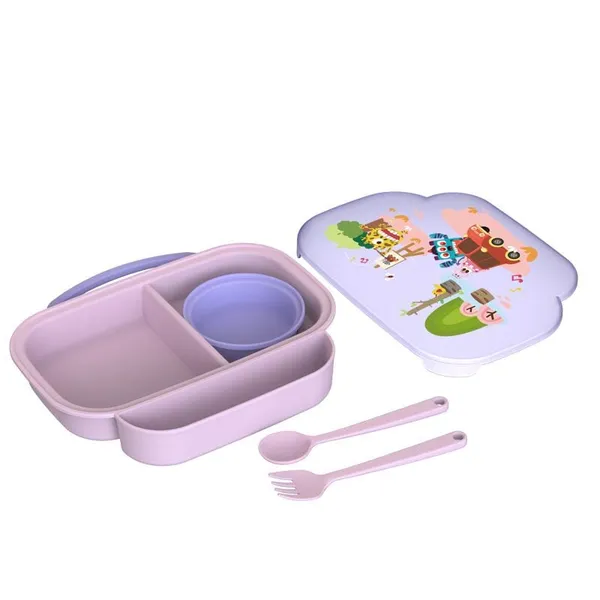 Farfurie compartimentată U-GROW mov cu capac - imagine 3