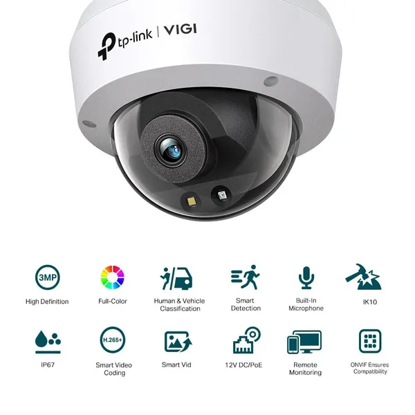 Cameră IP Dome TP-LINK VIGI C230 3MP Lentilă 2.8mm IR 30m - imagine 2