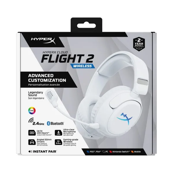 Căști Gaming HP HYPERX Cloud Flight 2 Wireless Alb