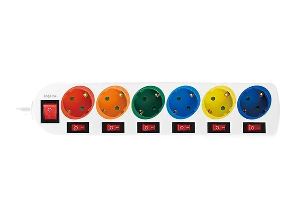 Prelungitor LOGILINK LPS259 6 Prize Schuko 16A Protecție Copii - imagine 2