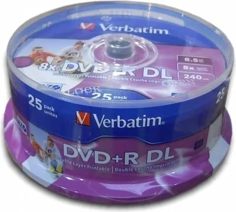 Disc DVD+R VERBATIM Double Layer 8.5GB 8x Printabil 25 buc