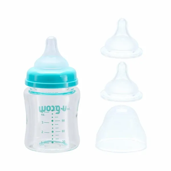 Biberon U-GROW Sticlă 120ml cu 2 Tetine Extra - imagine 3