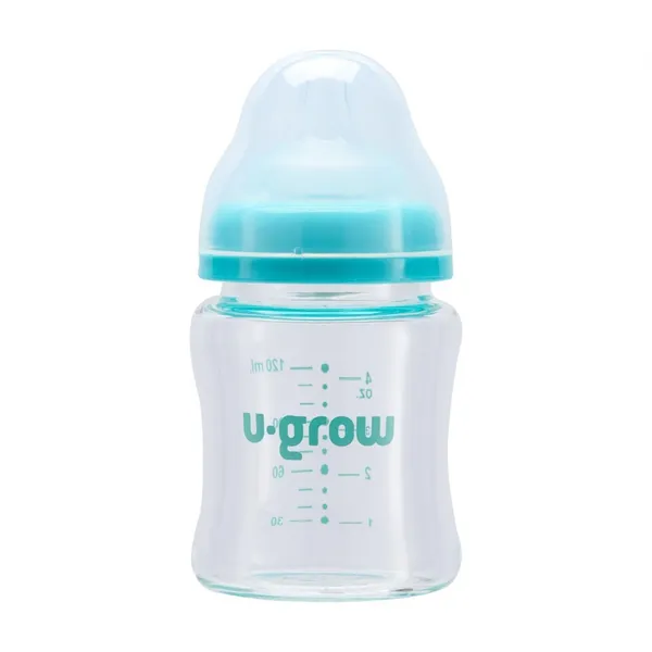 Biberon U-GROW Sticlă 120ml cu 2 Tetine Extra - imagine 2
