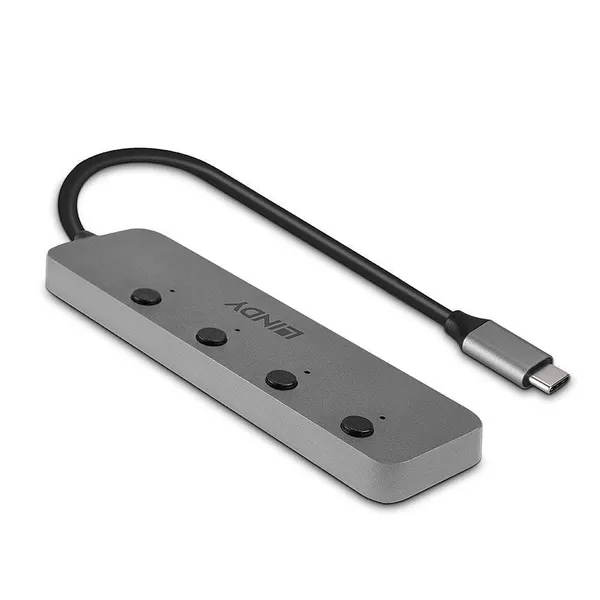 Hub USB LINDY 43383 USB-C 4 Porturi Gri - imagine 2