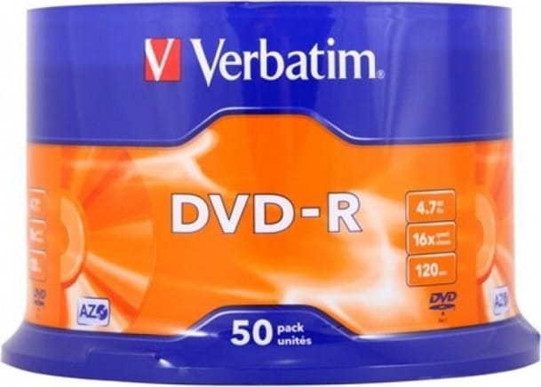 Discuri DVD-R VERBATIM 4.7GB 16x 50 bucăți Matt Silver 43548