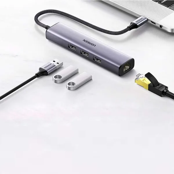 Adaptor Rețea UGREEN CM475 USB 3.0 Gigabit RJ-45 Argintiu - imagine 2
