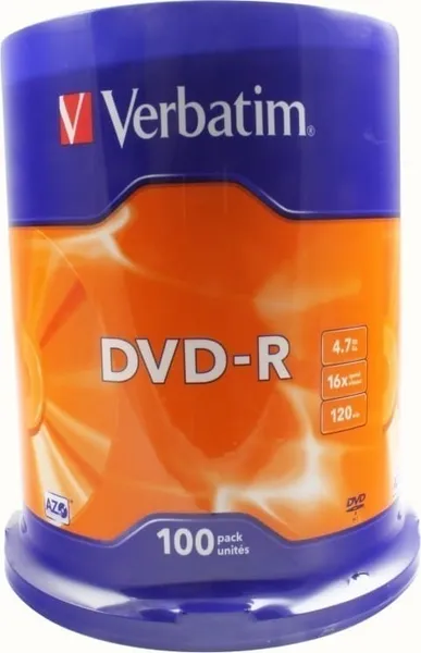Discuri DVD-R VERBATIM 4.7GB 100 bucăți Single Layer 43549