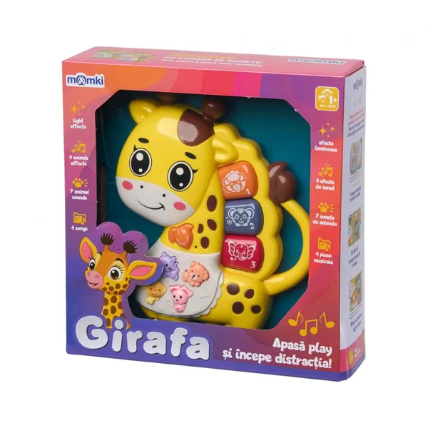 Jucărie MOMKI Girafă Cu Lumini și Sunete Diverse Culori - imagine 5