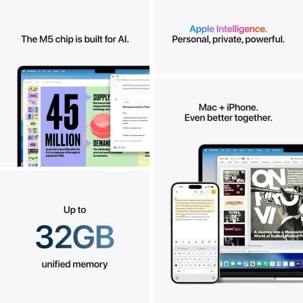 Laptop APPLE MacBook Air 15.3 Retina M5 16GB 1TB Silver - imagine 4