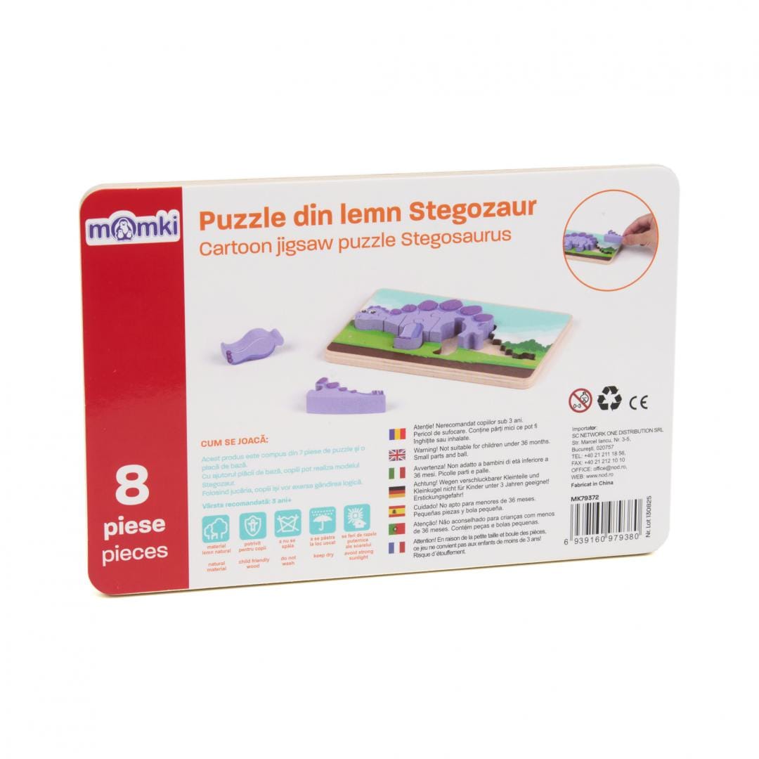 Puzzle Lemn MOMKI Stegozaur 8 Piese