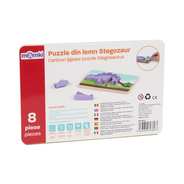 Puzzle Lemn MOMKI Stegozaur 8 Piese