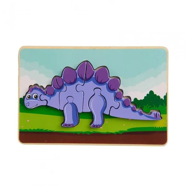 Puzzle Lemn MOMKI Stegozaur 8 Piese - imagine 3