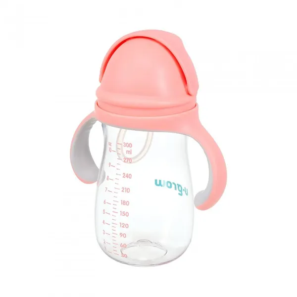 Cană cu pai U-GROW Tritan Roz 300ml - imagine 3