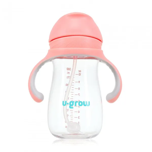 Cană cu pai U-GROW Tritan Roz 300ml - imagine 2