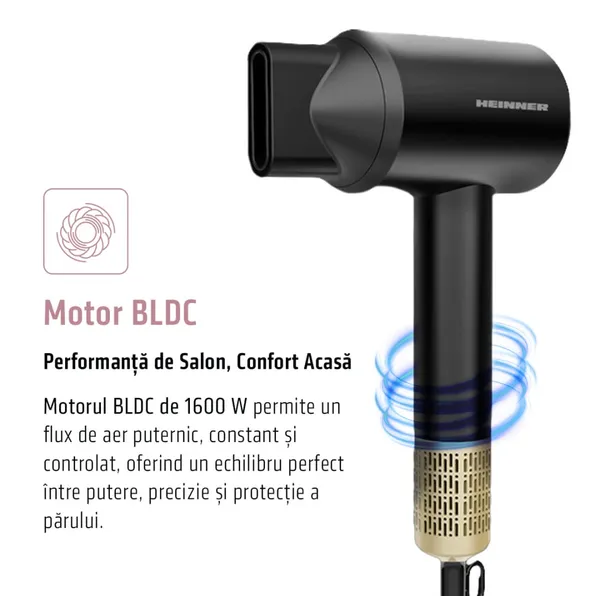Uscător de Păr HEINNER HHD-R16BLDC-BK 1600W Ionizare Motor BLDC Negru - imagine 13