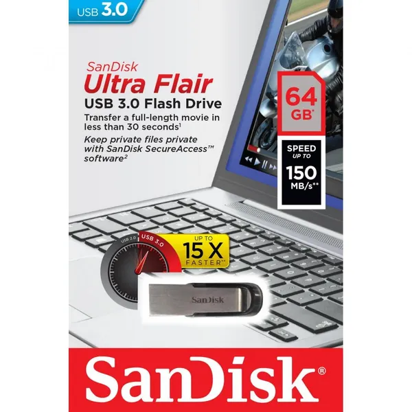Memorie USB SANDISK Ultra Flair 64GB USB 3.0 SDCZ73-064G-G46 - imagine 2