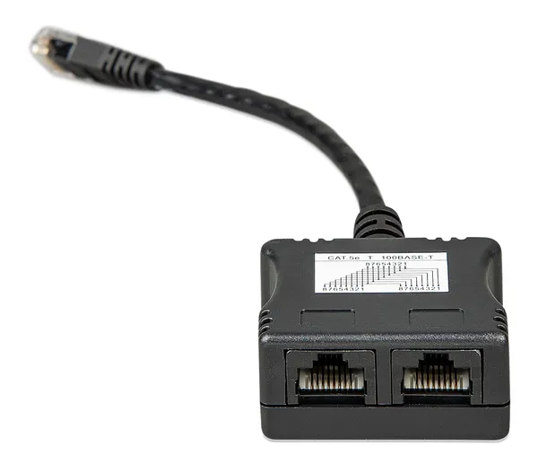 RJ45-splitter 1xRJ45 male/15cm cable/2xRJ45 female - imagine 2