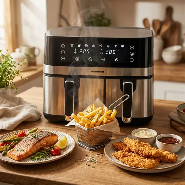 Friteuză Dublă cu Aer Cald HEINNER ProDual Fusion 8.6L 1700W - imagine 9