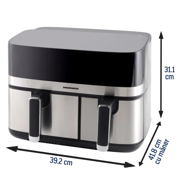 Friteuză Dublă cu Aer Cald HEINNER ProDual Fusion 8.6L 1700W - imagine 6