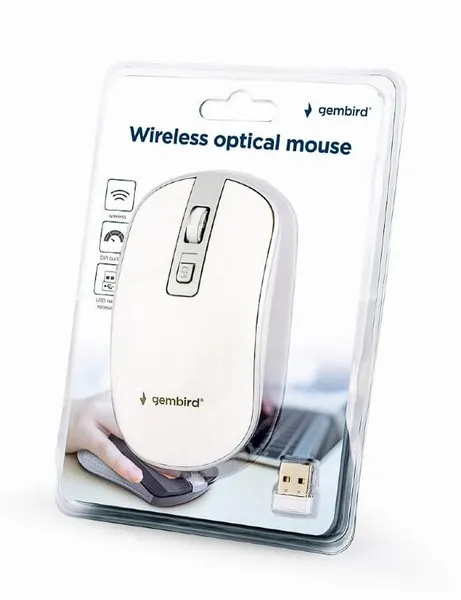 Mouse GEMBIRD MUSW-4B-06-WS Wireless Alb/Argintiu - imagine 2