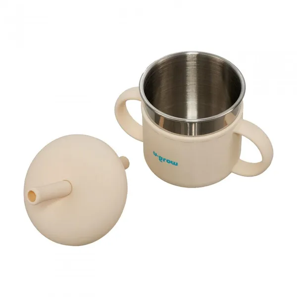 Cană cu pai U-GROW 220 ml Silicon Inox UG-SCT01WH - imagine 2