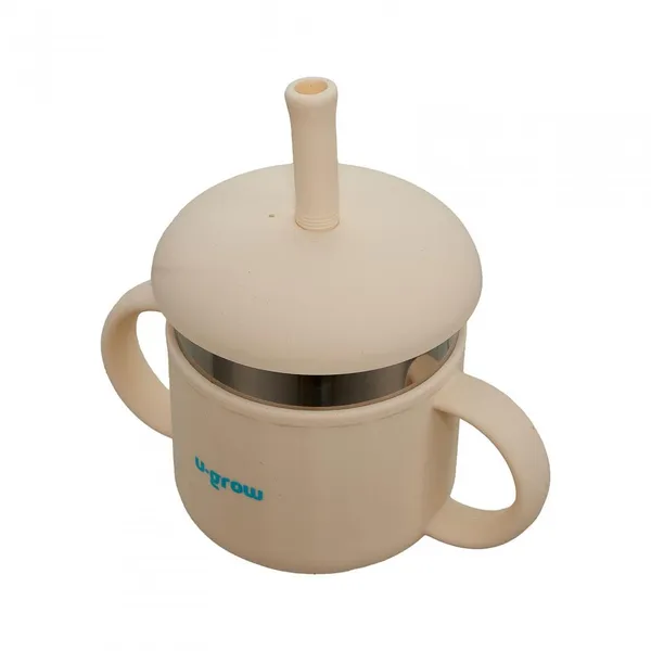 Cană cu pai U-GROW 220 ml Silicon Inox UG-SCT01WH - imagine 3