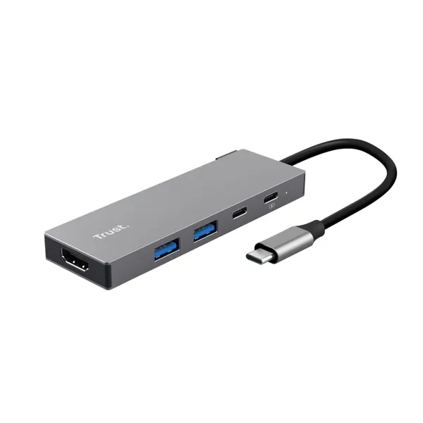 Hub USB TRUST Dalyx USB-C 5 Porturi HDMI Gri TR-26062