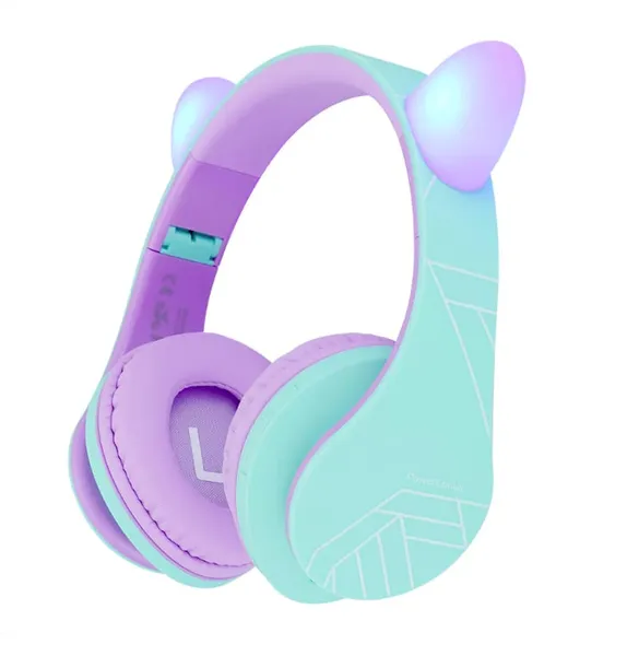 Casti Over-Ear POWERLOCUS KidsCat Wireless Cu Cablu Mov Turcoaz