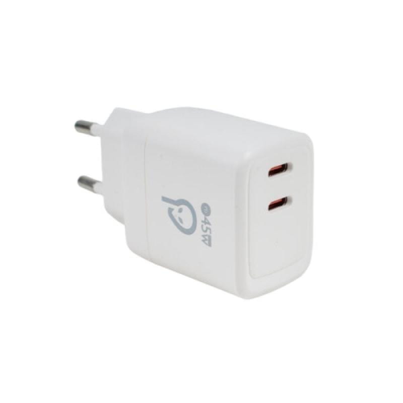 Încărcător Rețea SPACER Power Delivery 45W 2 Porturi USB-C Alb