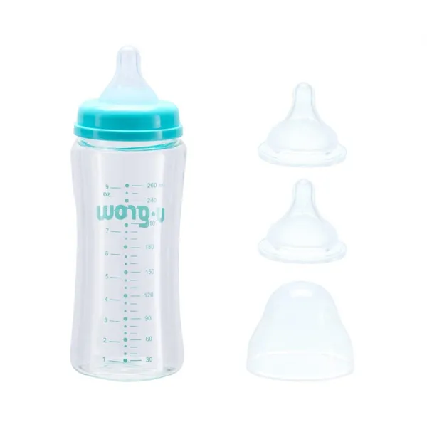 Biberon U-GROW Sticlă 260 ml cu 2 Tetine Extra - imagine 2