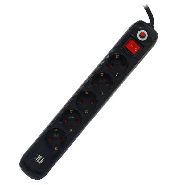 Prelungitor SPACER PP-5-45B-USB 5 Prize 4.5m Negru