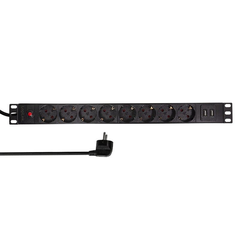 PDU Rack LOGILINK PDU8C02 1U 19 inch 8 Prize Schuko USB