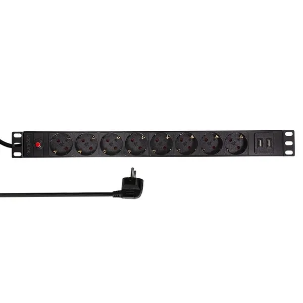 PDU LOGILINK 1U Rack 19 Inch 8 Prize Schuko USB PDU8C02