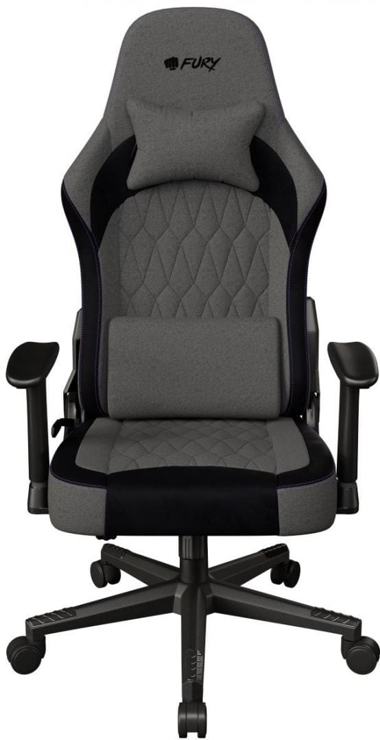 Scaun gaming FURY SHINAI S8, material fabric, reglabil pe inaltime, greutate maxima suportata 130 kg, inaltime scaun reglabil 30.5 - 37.5 cm, spatar ajustabil 135°, dimensiuni roti 60mm, echipat cu piston cu gaz clasa 4, manere 1D, gri