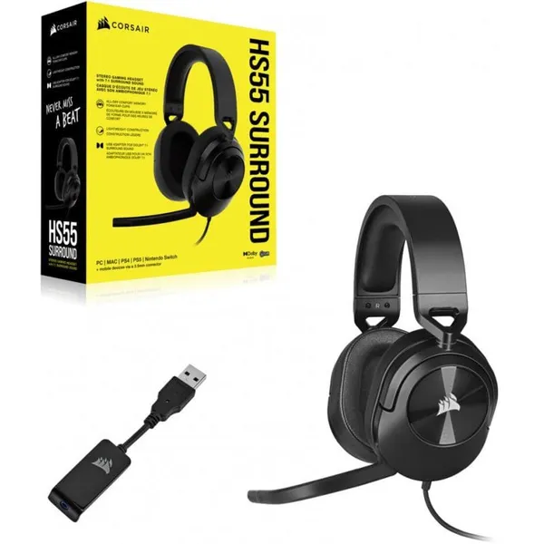 Căști CORSAIR HS55 Surround 7.1 Driver 50mm Negru CA-9011265-EU - imagine 9