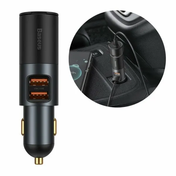 Încărcător Auto BASEUS CCBT-D0G Share Together 2xUSB 120W Gri - imagine 3