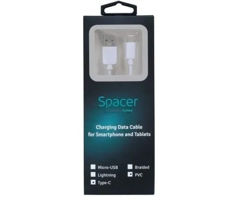 Cablu Date SPACER USB 3.0 Type-C Alb 2m SPDC-TYPEC-PVC-W-1.8 - imagine 2