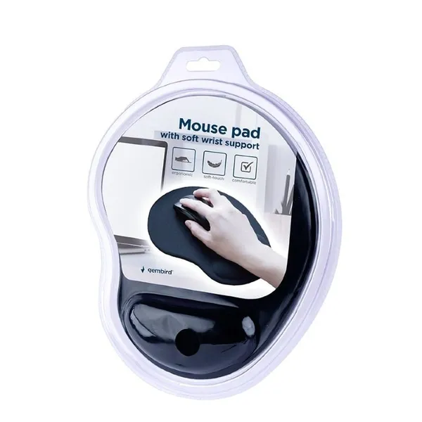 Mousepad GEMBIRD MP-ERGO-01 Negru cu Suport Ergonomic - imagine 2