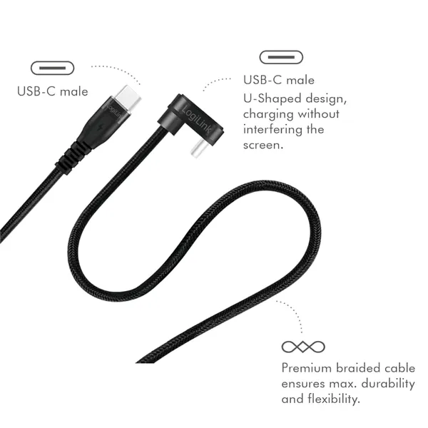 Cablu Alimentare și Date LOGILINK CU0194 USB Type-C 3 m Negru - imagine 4