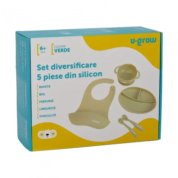 Set Diversificare U-GROW 5 Piese Silicon Bavetă Bol Farfurie Tacâmuri - imagine 7